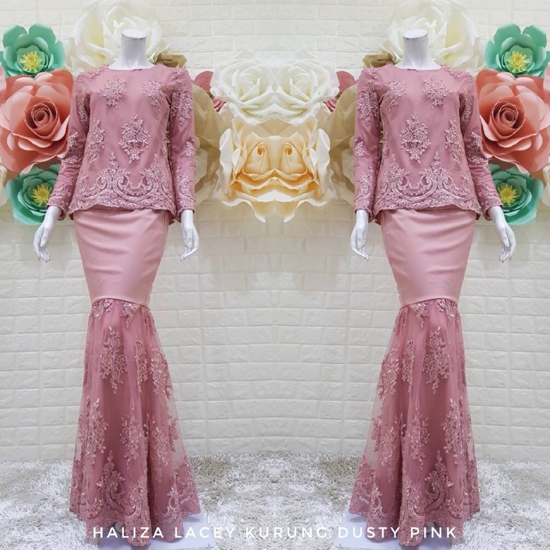 1112 Haliza Lacey Kurung Dusty Pink